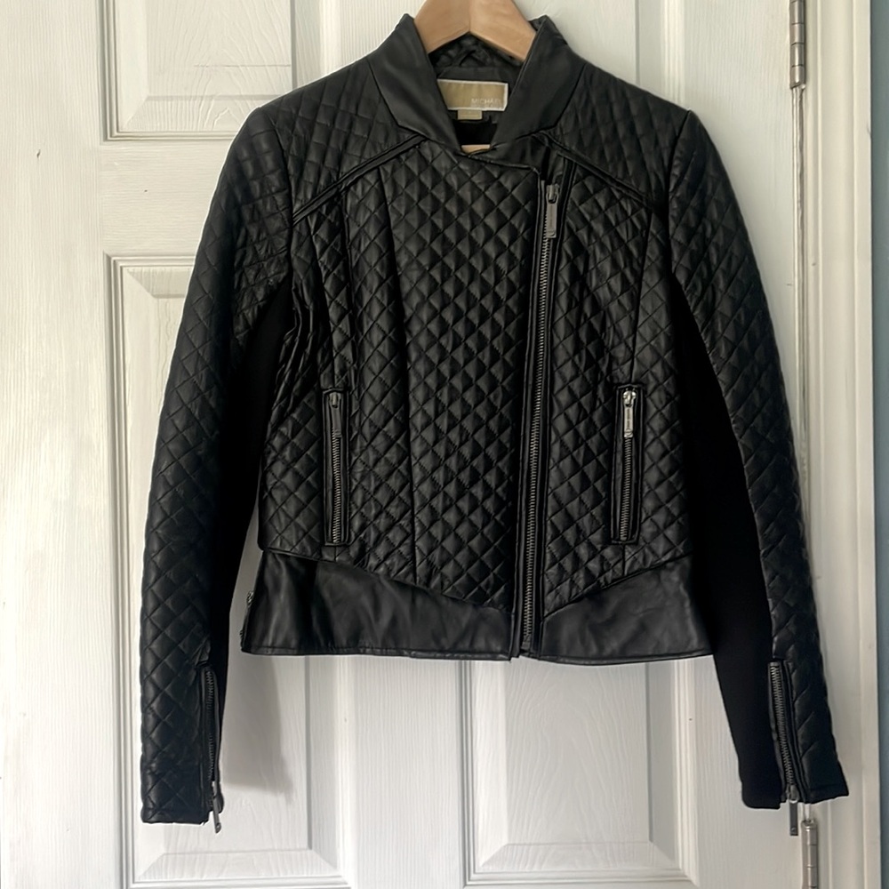 Michael Kors Black Leather Jacket Size Small Women